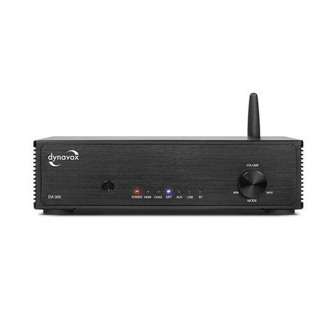 Stereo-Verstärker auf Sideboard