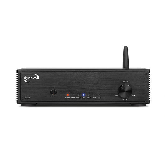 Stereo-Verstärker auf Sideboard