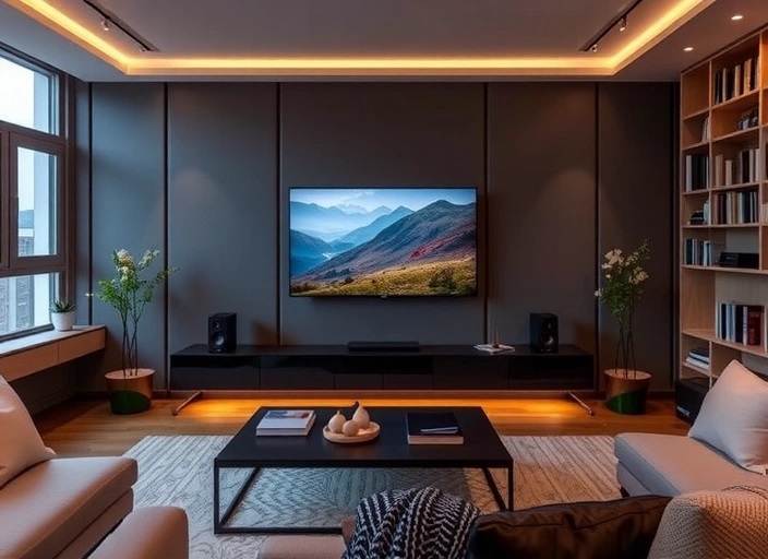 Aufgestellte Lautsprecher und AV-Receiver